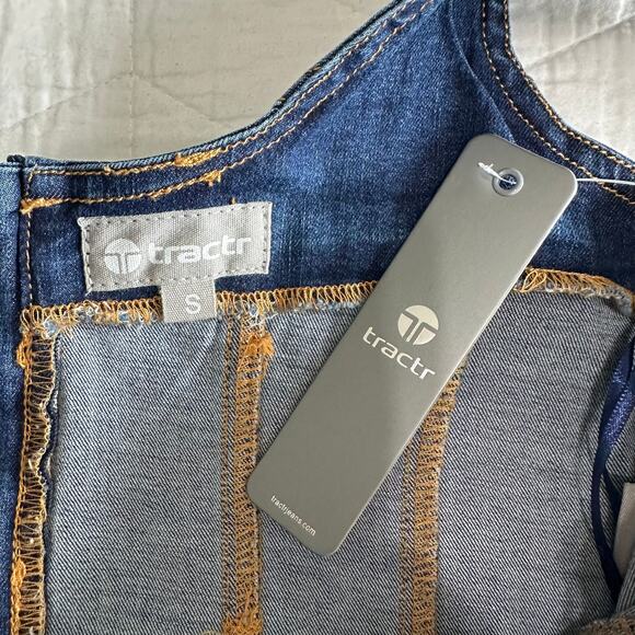 NWT Tractr Blue Denim Hi-Low Fit & Flare Dress Cotton Blend – Size S - Picture 16 of 16